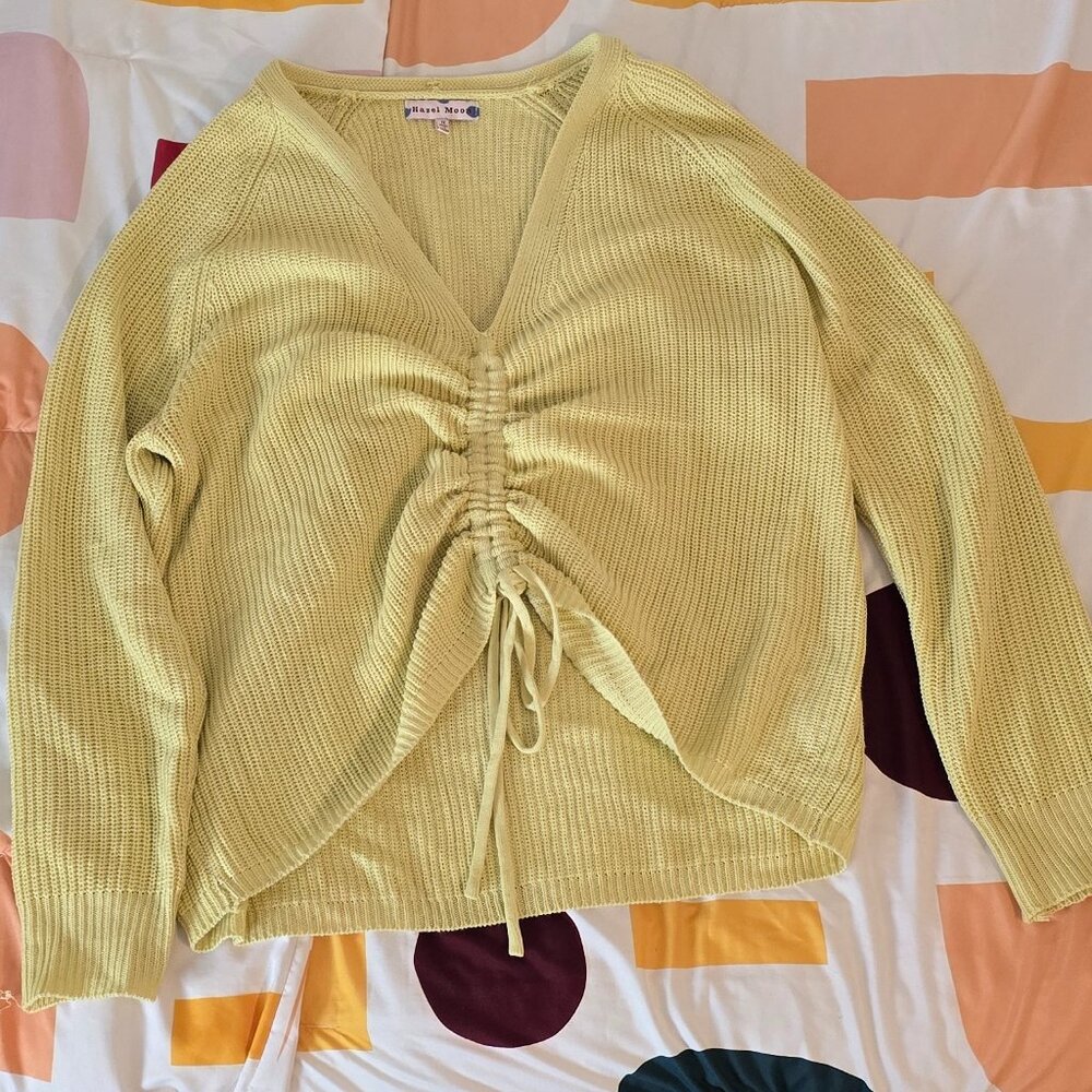 Deep V knitted adjustable sweater